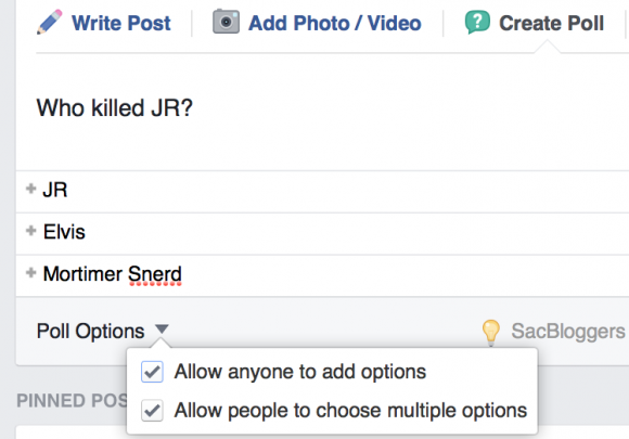 facebook poll options